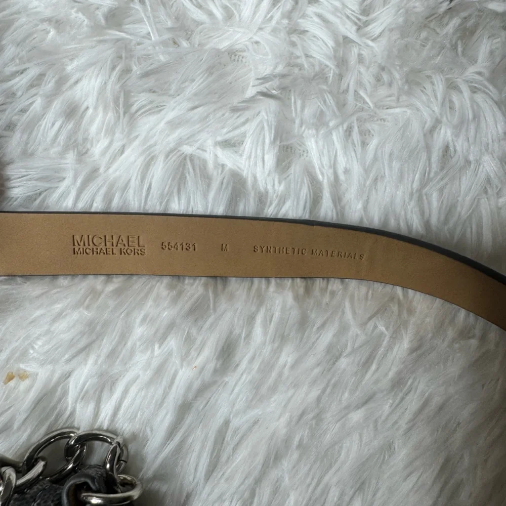 MICHAEL Michael Kors Gray MK Logo Belt Bag with Silver Chain